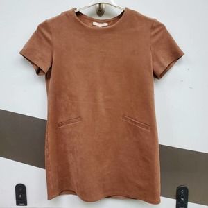 WAYF Fox Catcher Faux Suede Dress Large